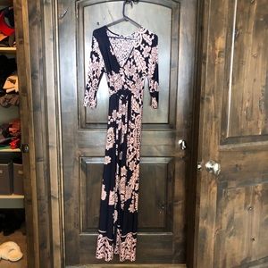 Pink Blush Maternity long wrap dress. Size Medium.
